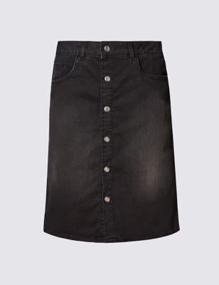 Denim Button Through Skirt
